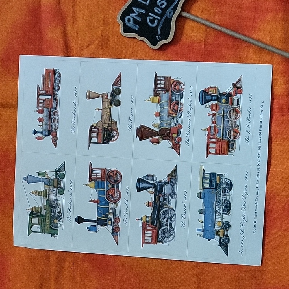 B. Shackman & Co Antique Steam Train Locomotive Engine Seals Stickers New